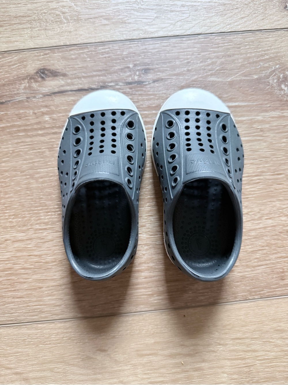 Native Shoes Kids Grey Slip-On Water Shoes with White Toe